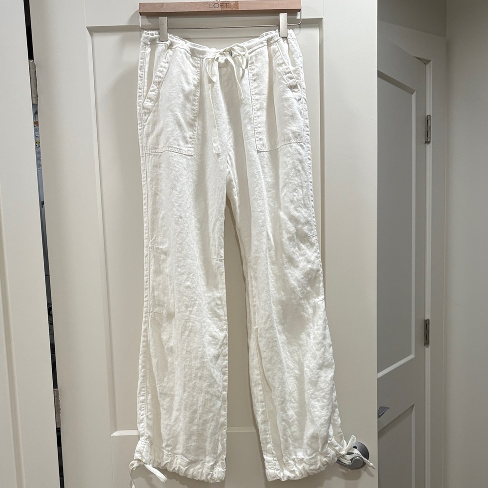 Sitwell 100% Linen White Drawstring Pants—BEAUTIFUL!! Gorgeous Fabric! Like New!